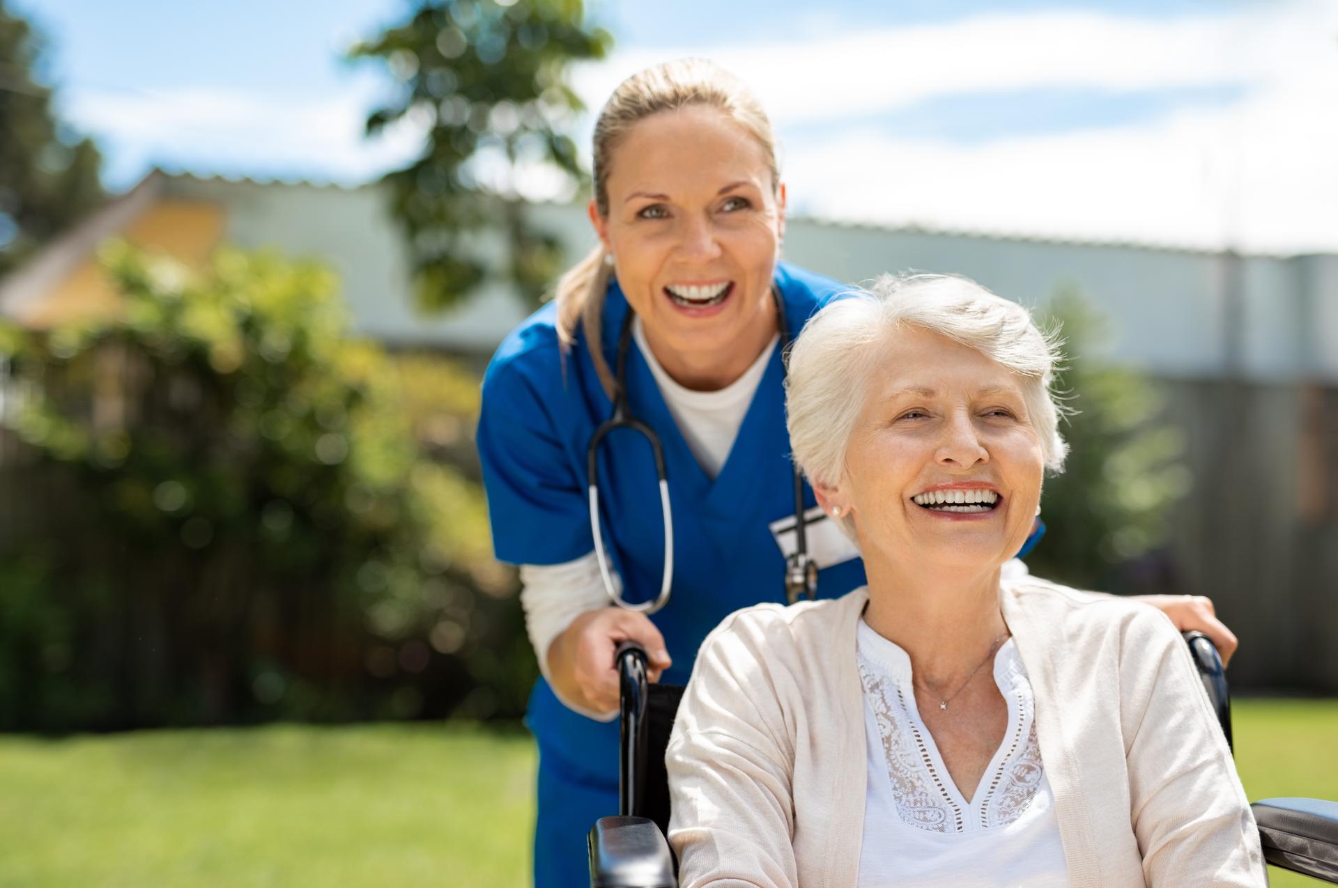 Nurse takes care of old patient